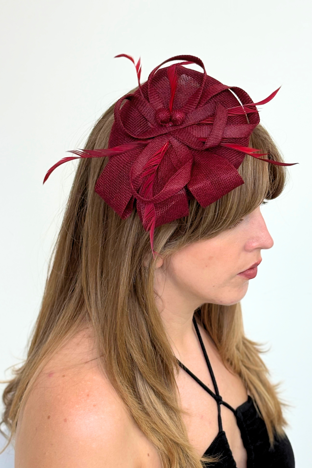 Majesty Maroon Fascinator - RENTAL