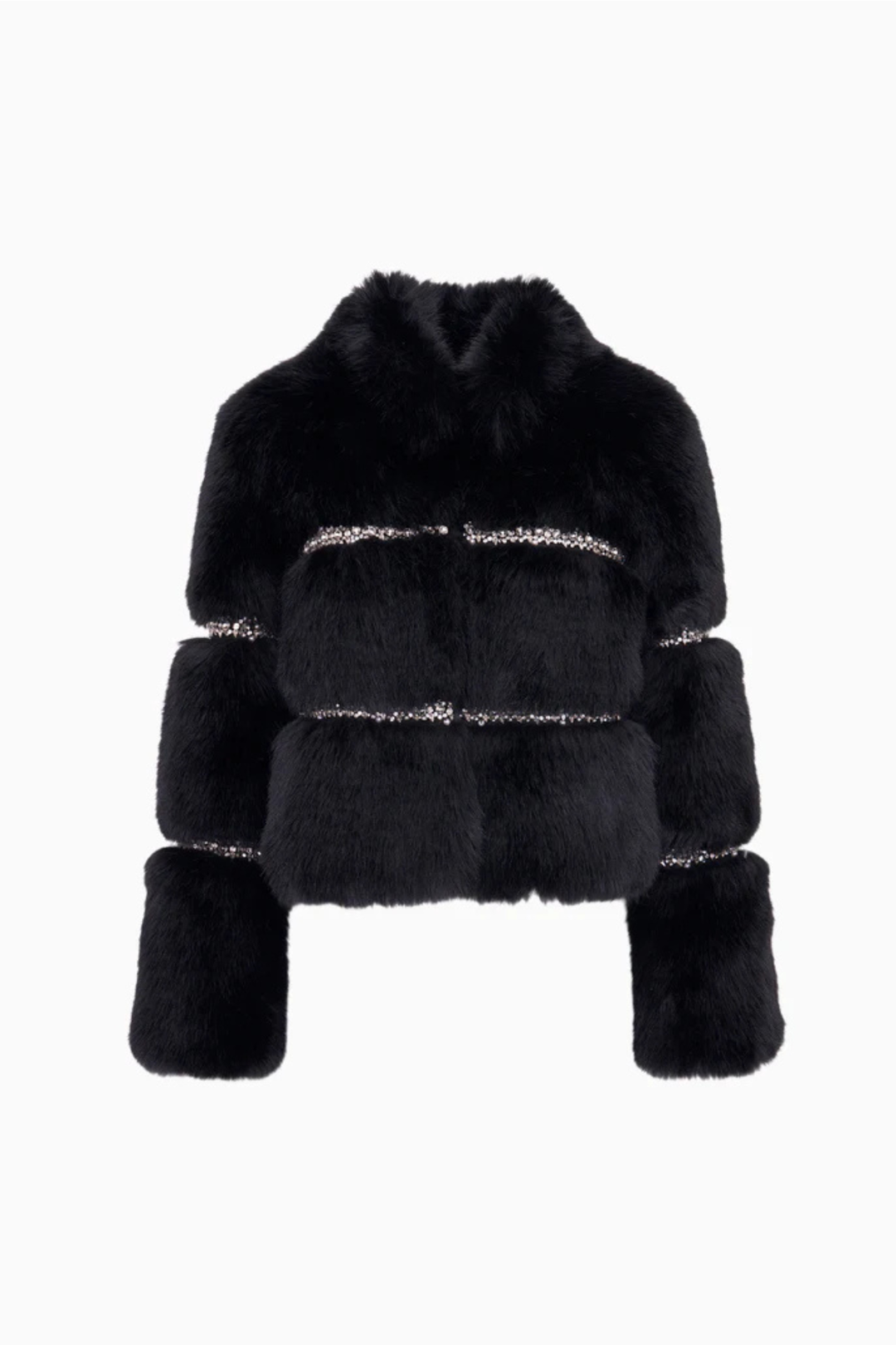 Manby Embellished Faux Fur Jacket in Black by LoveShackFancy Manby Embellished Faux Fur Jacket in Black by LoveShackFancy