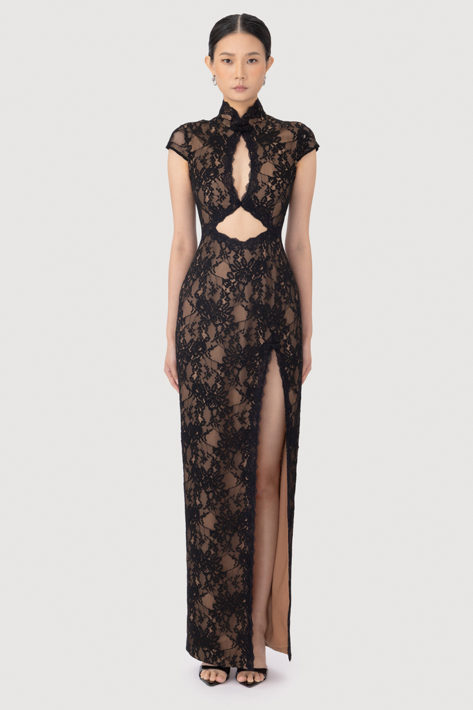 ワンピース 22SS GOOD GRIEF NOSLEEVE LONG DRESS moira-lace-dress-in-black-by-