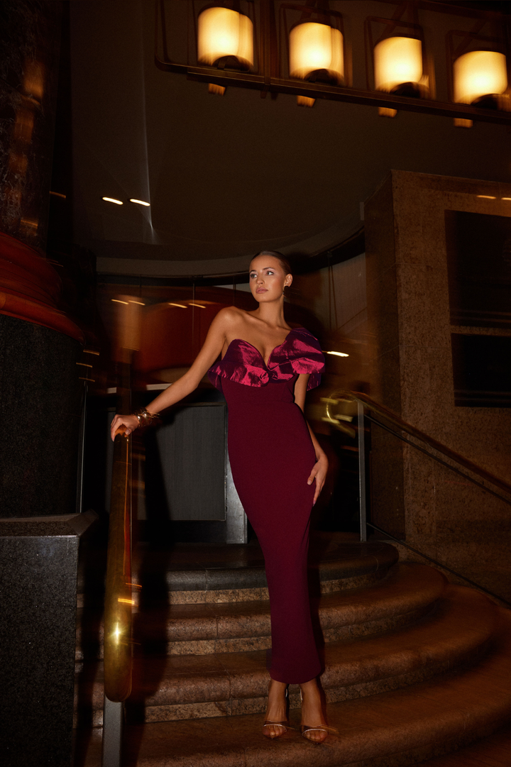 Naomi Dress in Wine by Elle Zeitoune