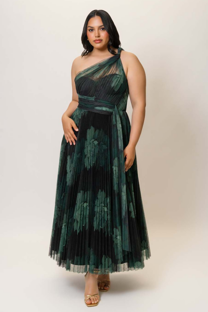 hutch stretch satin one shoulder maxi dress Philippa One-Shoulder by Color:South Beach Blue Beloved Bliss Tiered Maxi Premium Stretch Satin Feel metafield_color_Green