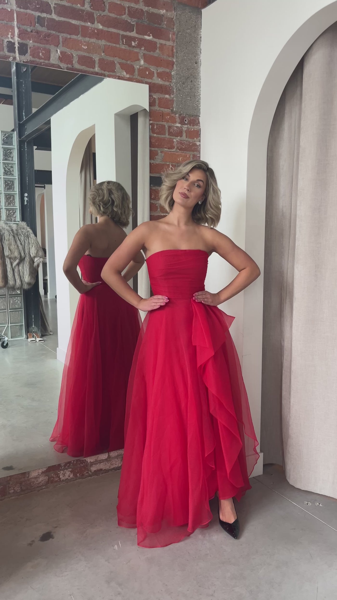 Teresa Organza Gown in Poppy by Theia Couture - RENTAL