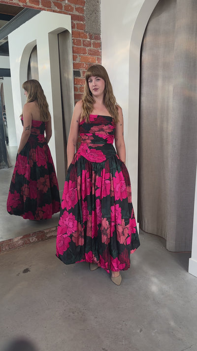 Georgia Strapless Dress in Floral by Hutch - RENTAL