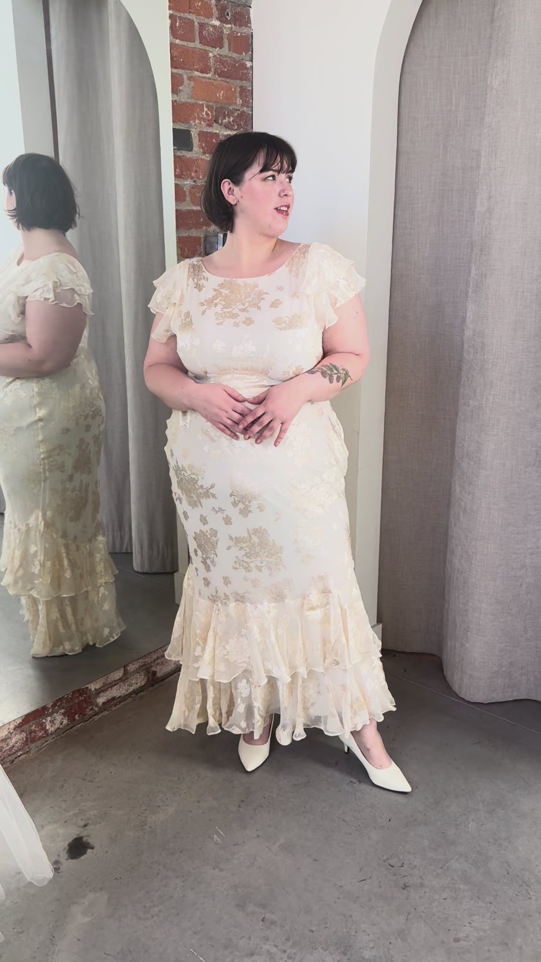 Ordinia Bouquet Dress in Creme by Rixo London - RENTAL