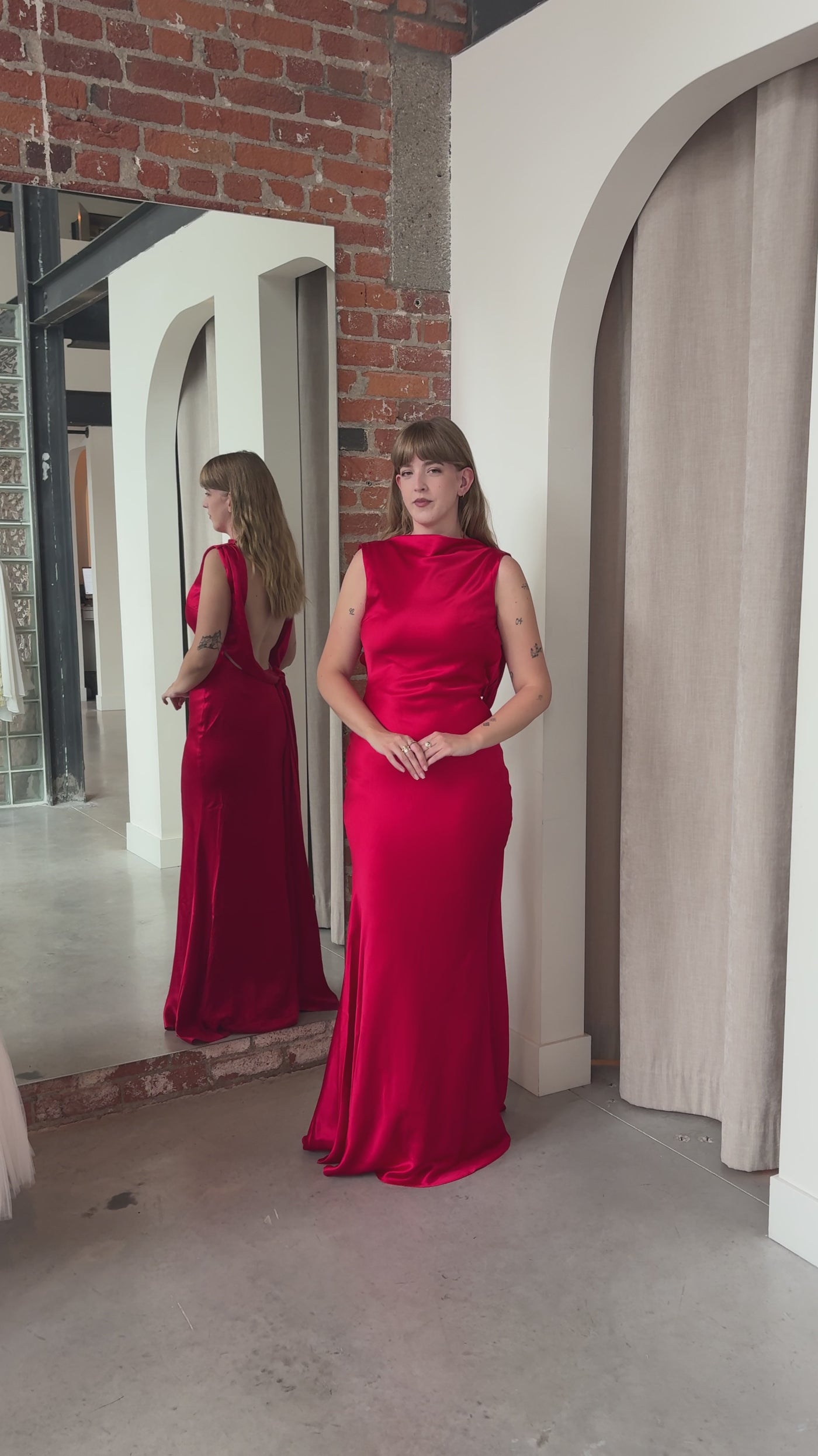 Callie Satin Gown in Red by Sau Lee - RENTAL