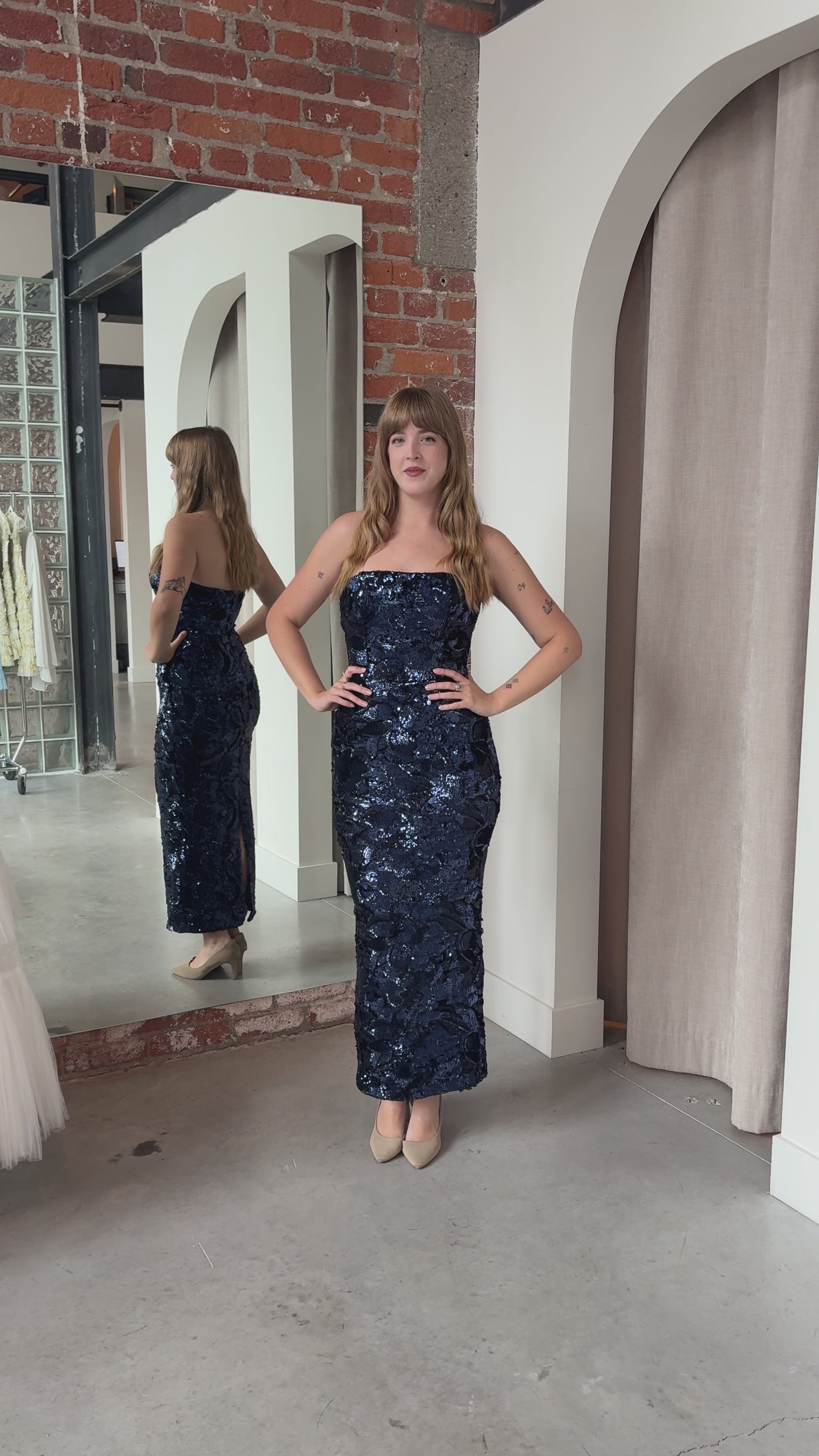 Leslie Dress in Navy by HELSI - RENTAL