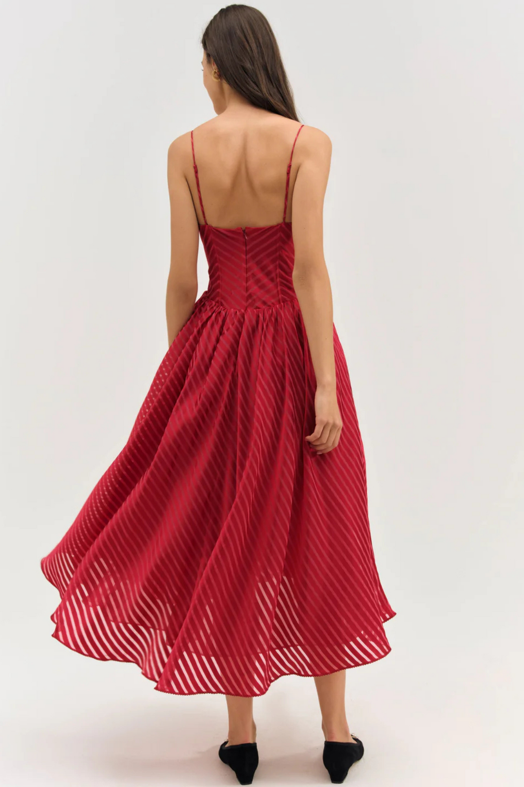 Saylor Satin Burnout Stripe Midi Dress by For Love and Lemons