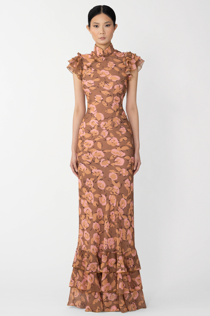 Juliet Gown in Mocha Multi by Sau Lee - Cottage Black Tie Dress Rental