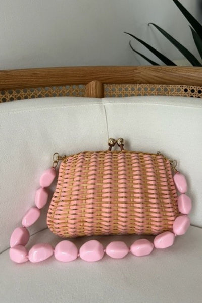 Blair Woven Clutch in Pink by Serpui - RENTAL