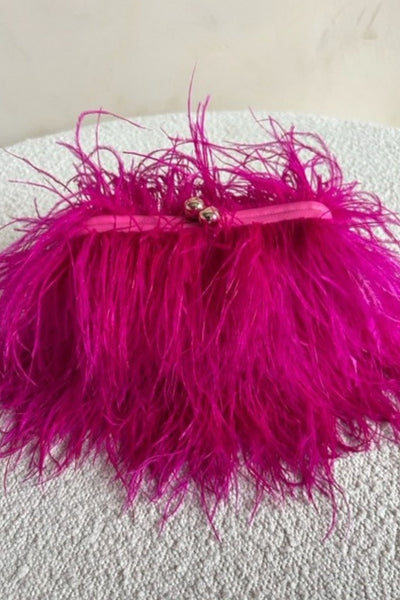 Gigi Feather Bag in Fuchsia by Serpui - RENTAL