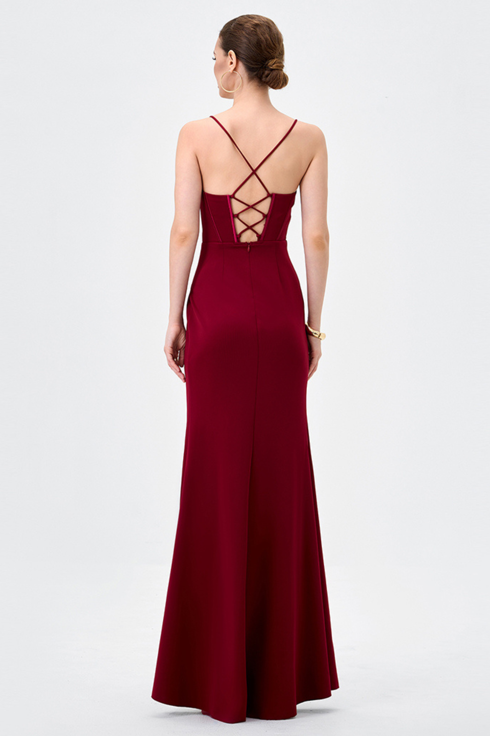 burgundy lace dress bridesmaid Burgundy Lace Satin Maxi Dress – self-portrait-US