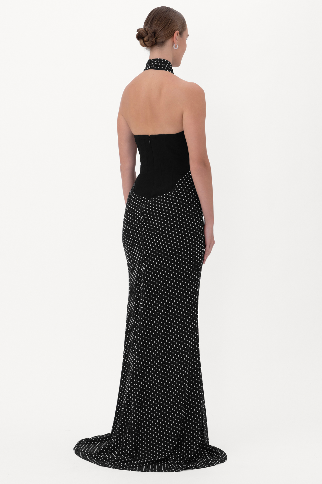 drop neck halter dress Annita Crepe Halter Midi Dress - Black