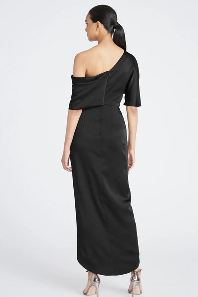 Rayna One Shoulder Draped Dress in Black by Theia Couture - RENTAL