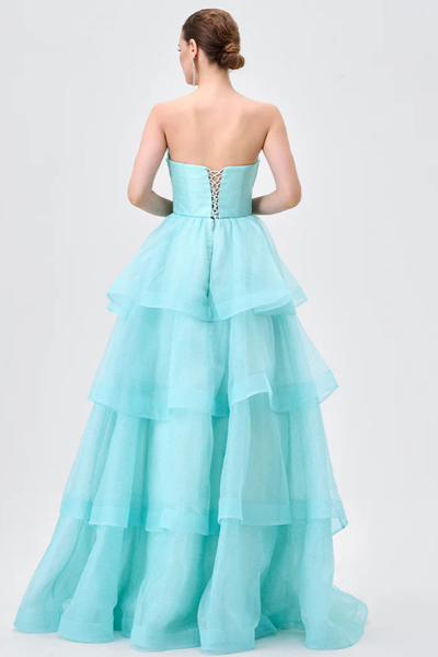 Tiff Strapless Tiered Ball Gown by Bariano