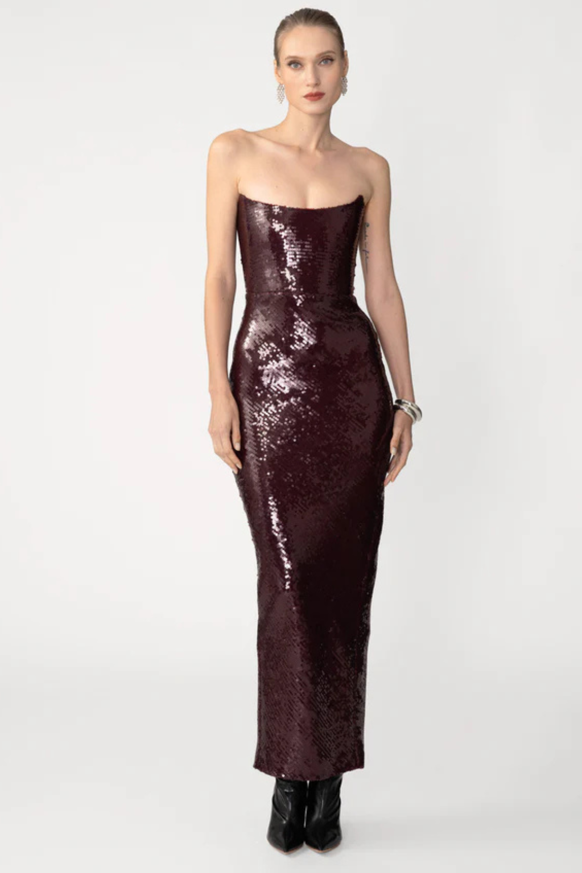 strapless open back dress Venus Sequin Gown by Sau Lee