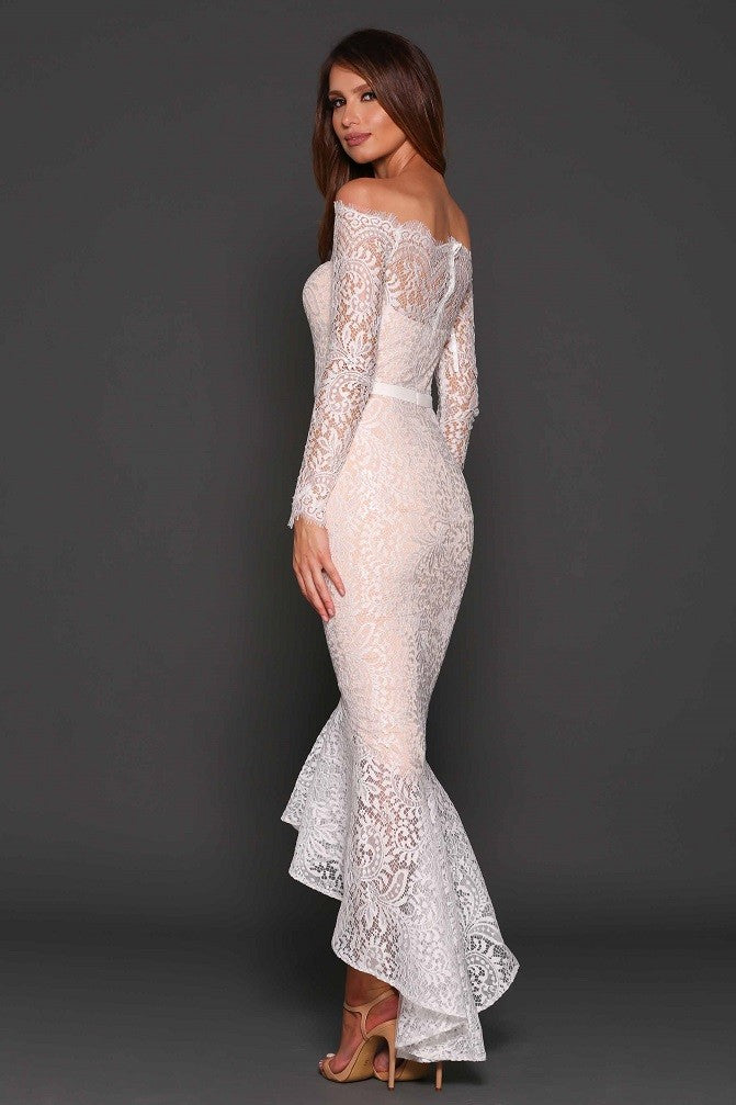 Marchesa Lace Gown in White by Elle Zeitoune - FINAL SALE