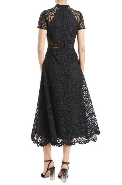 Georgina Lace Midi Dress in Black by ML Monique Lhuillier - RENTAL