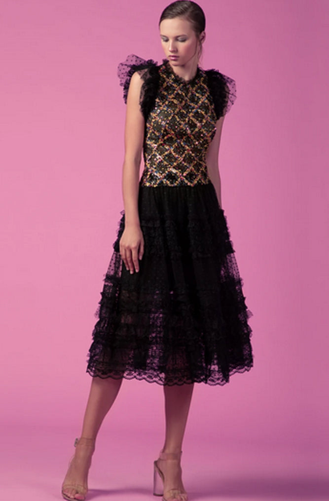 Peaseblossom Sequin and Ruffle Two Piece Set by Gemy Maalouf - FINAL SALE