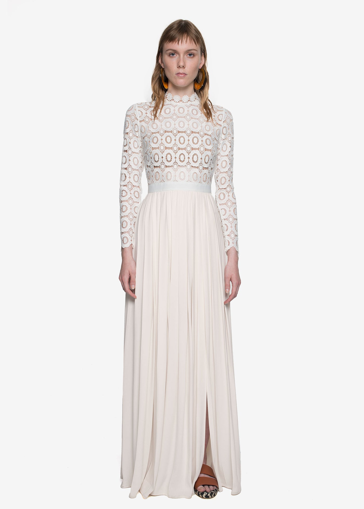 Self Portrait White Crochet Maxi Gown