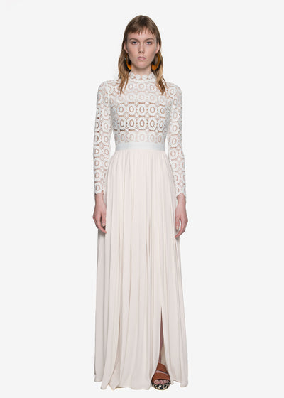 Self Portrait White Crochet Maxi Gown