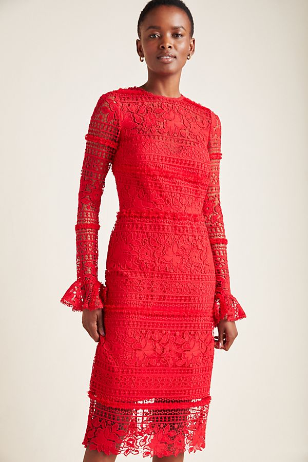 Serena Long Sleeve Lace Dress by ML Monique Lhuillier - RENTAL