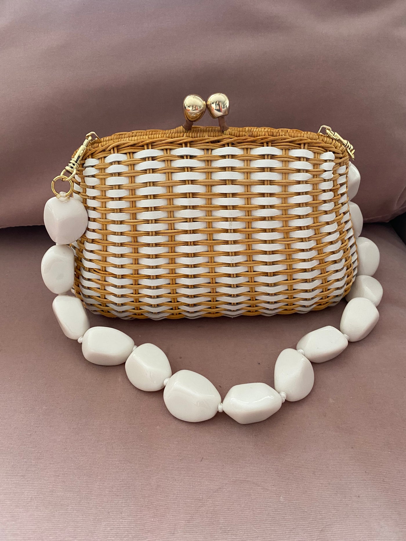 Blair Woven Clutch in White by Serpui - RENTAL