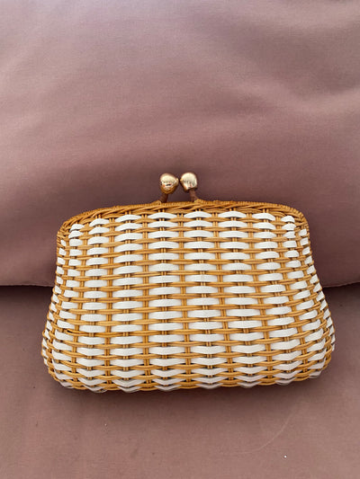 Blair Woven Clutch in White by Serpui - RENTAL