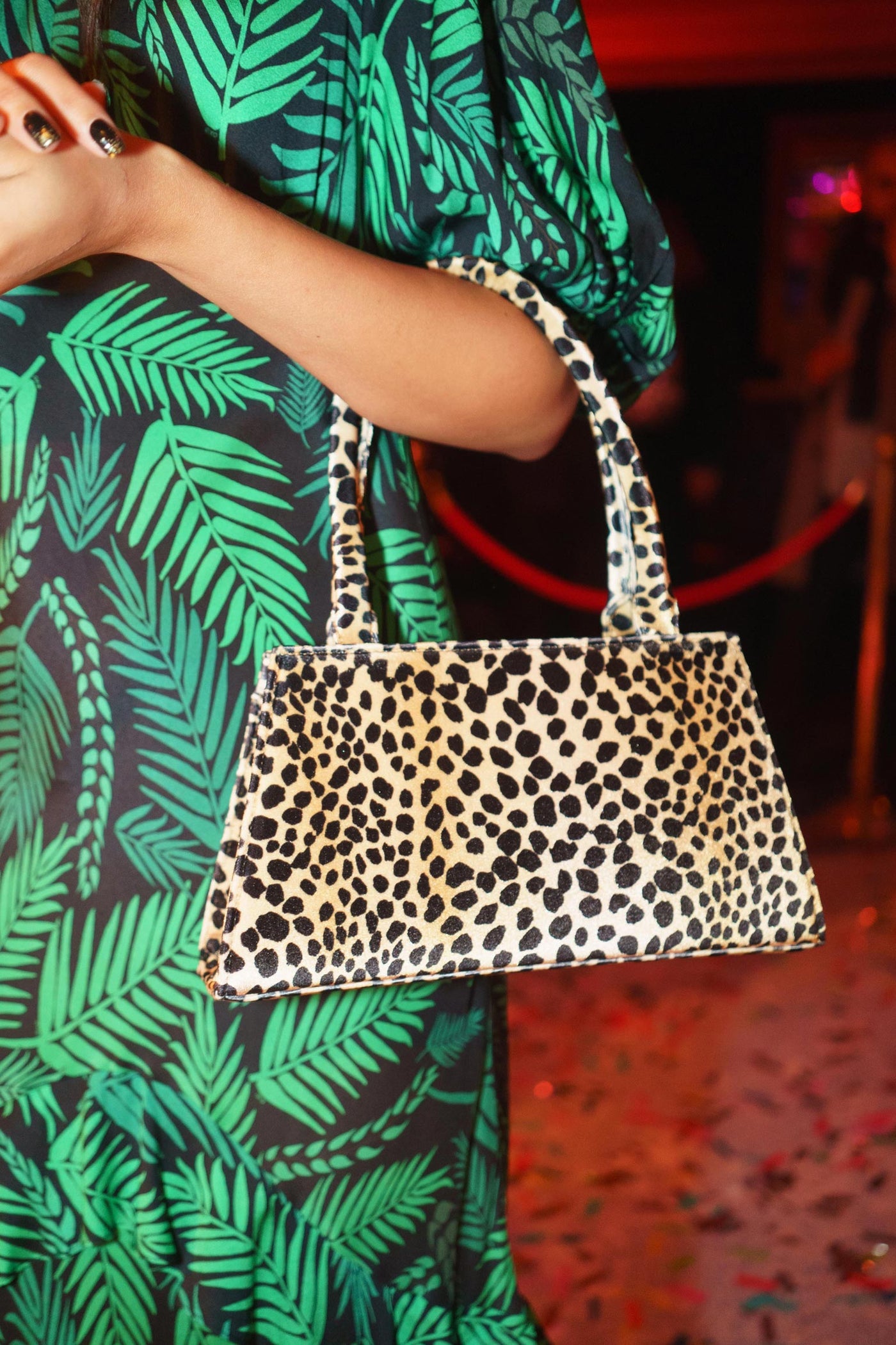 Dora Leopard Print Top Handle Bag by RIXO - RENTAL