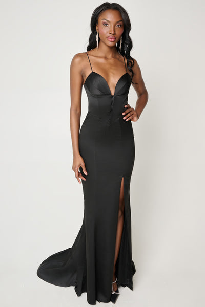 Gwen Corset Gown in Black by Bariano - RENTAL