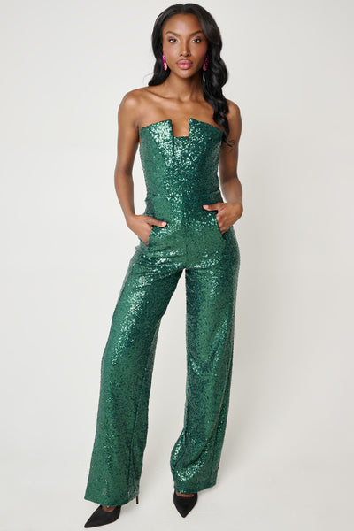 Lena Sequin Jumpsuit by Black Halo - RENTAL