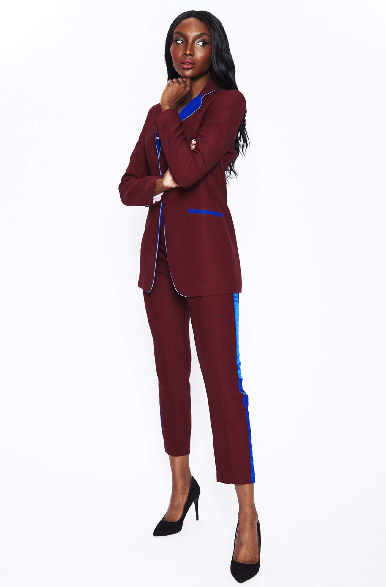 Smoking Suit in Burgundy and Blue by Hebe Studio - RENTAL