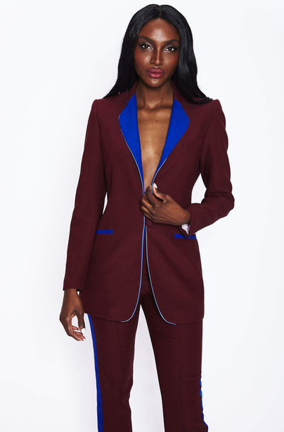 Smoking Suit in Burgundy and Blue by Hebe Studio - RENTAL