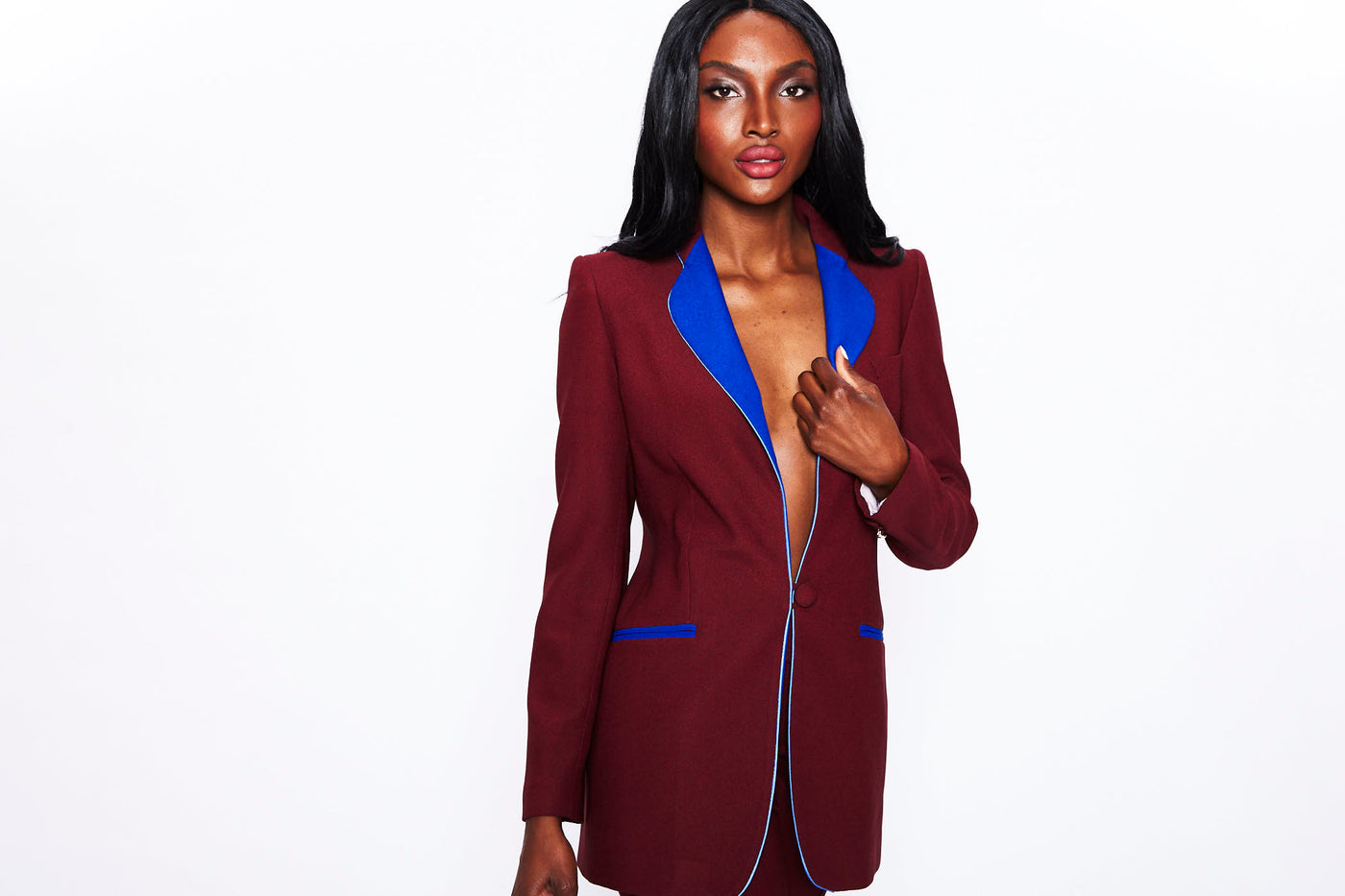 Smoking Suit in Burgundy and Blue by Hebe Studio - RENTAL