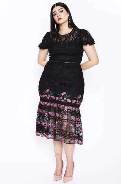 Lorelai Lace Midi Dress by ML Monique Lhuillier - RENTAL