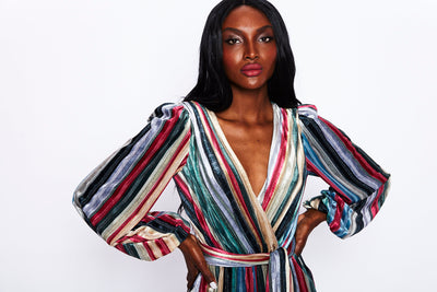 Bisset Velvet Striped Jumpsuit by ML Monique Lhuillier - RENTAL
