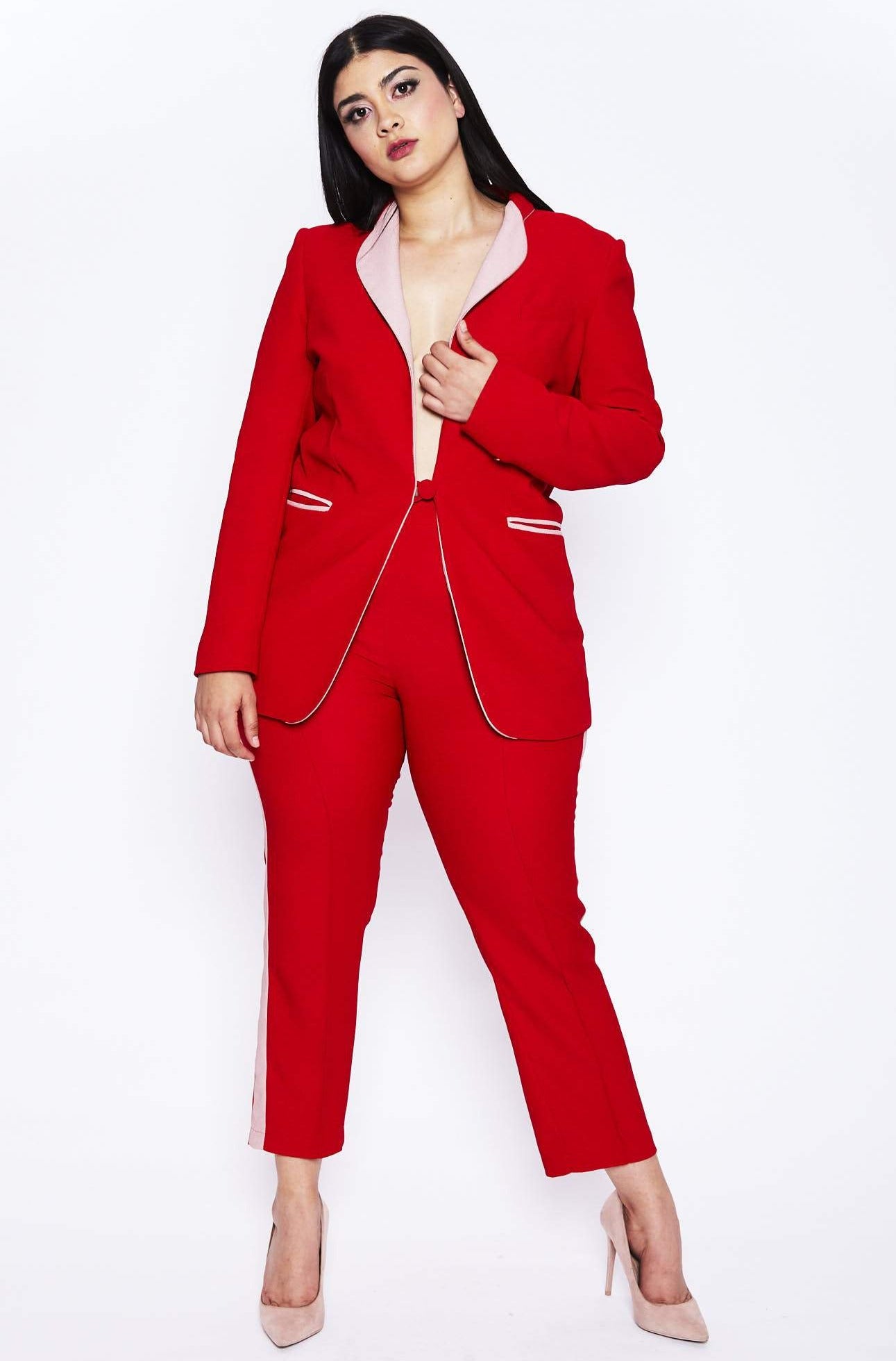 Red smoking suit by Hebe Studio