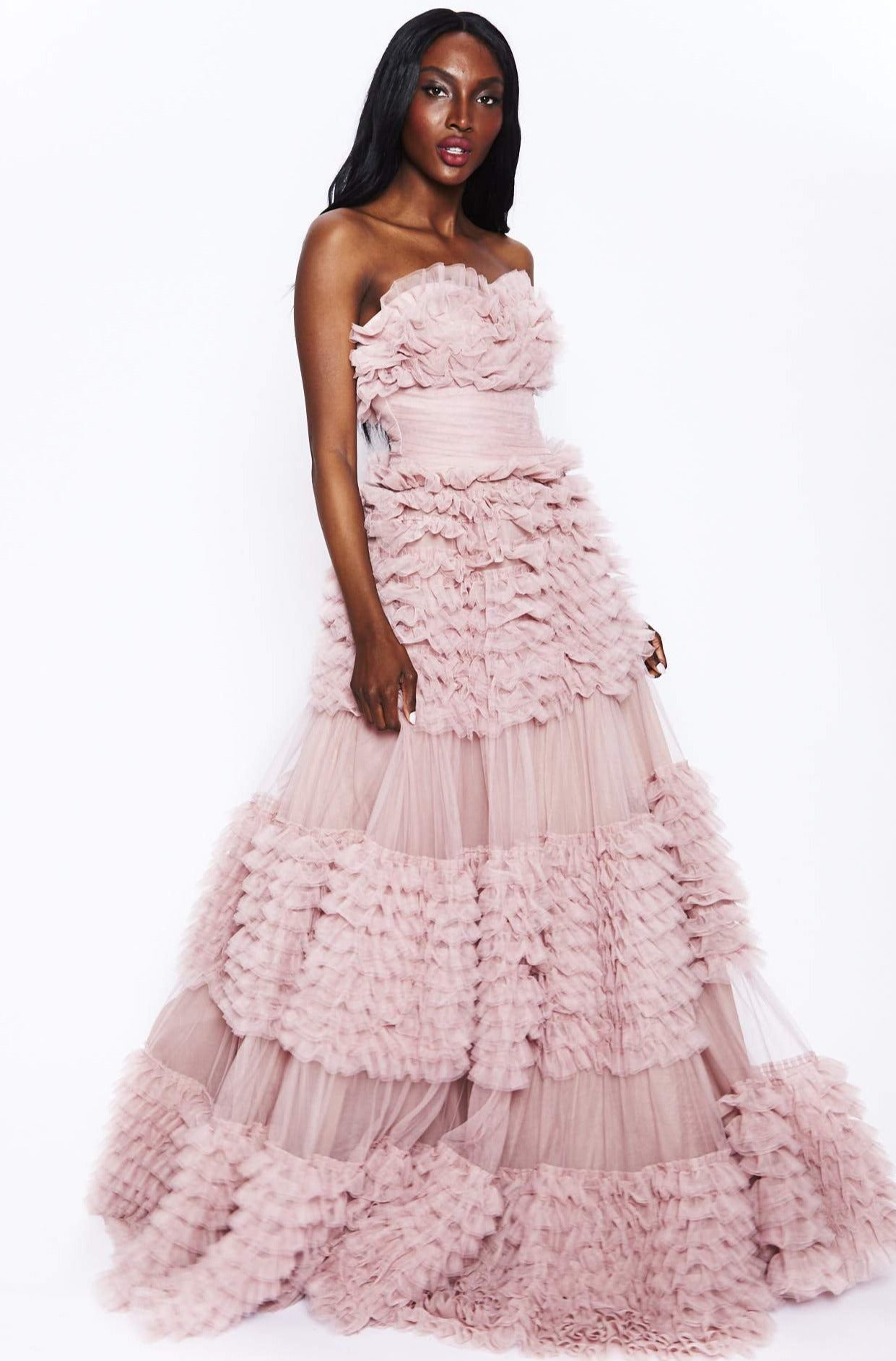 Fantasia Pink Ruffled Layers Gown by Gemy Maalouf - RENTAL – The Fitzroy