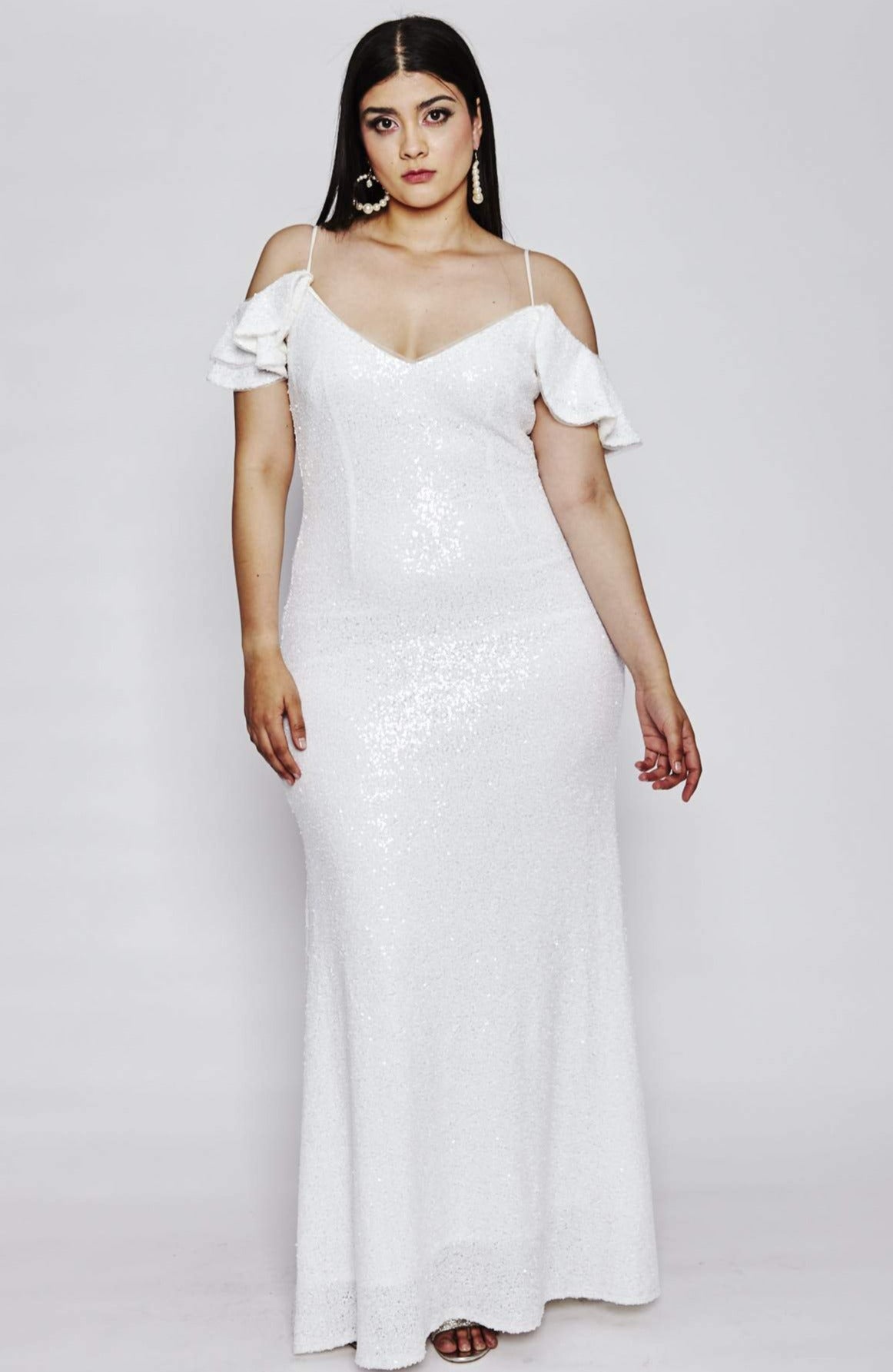 white sequin wedding gown rental