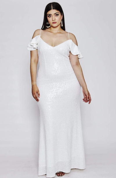 white sequin wedding gown rental