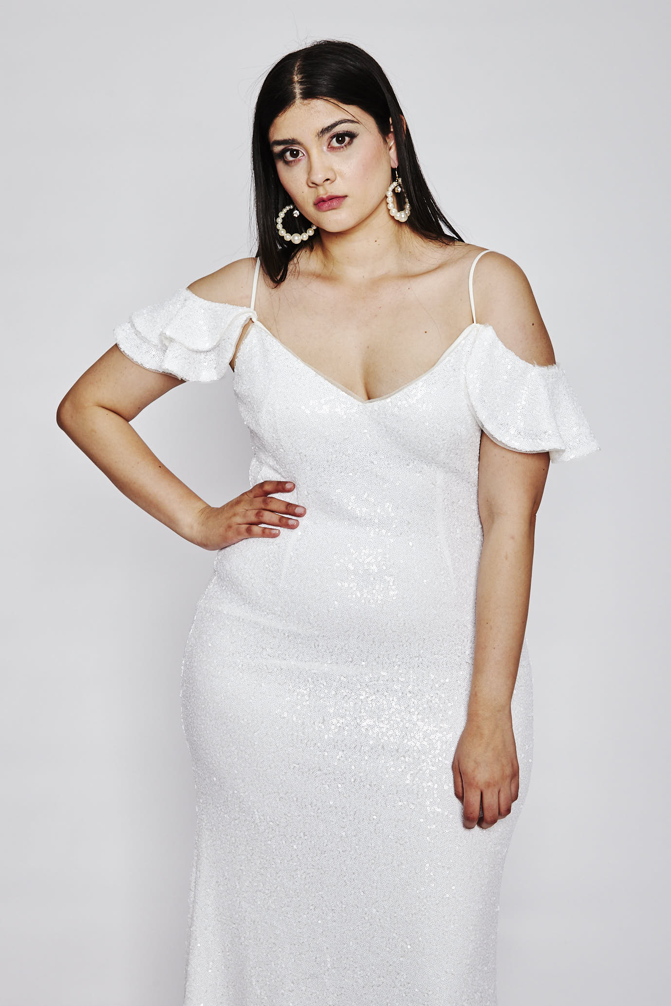 white sequin wedding gown rental