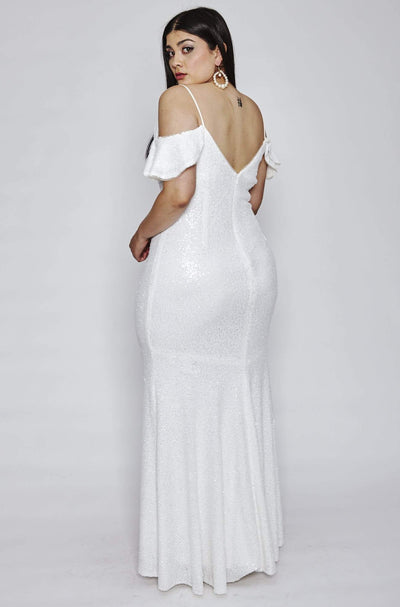 white sequin wedding gown rental