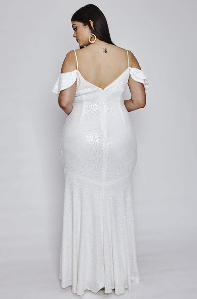 white sequin wedding gown rental