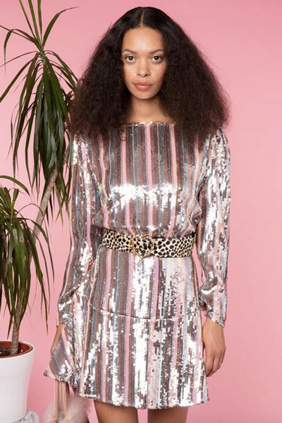 Kyla Sequin Mini Dress by Rixo London - RENTAL