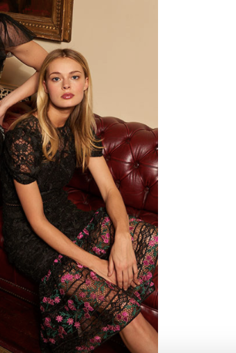 Lorelai Lace Midi Dress by ML Monique Lhuillier - RENTAL The Fitzroy Lorelai Lace Midi Dress by ML Monique Lhuillier - RENTAL The Fitzroy
