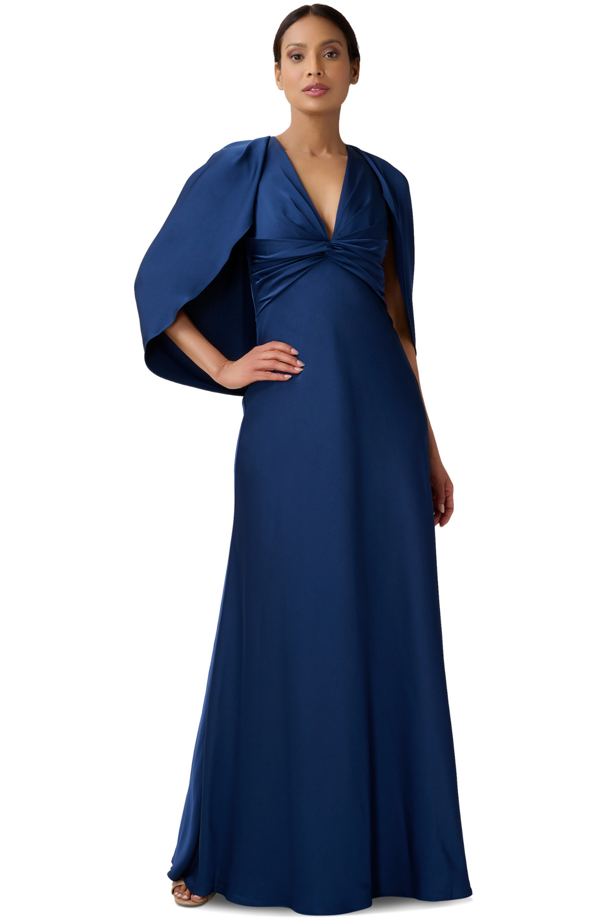 Premium Bonded Viscose Crepe Detachable Cape Woven Maxi Dress | Karen Millen