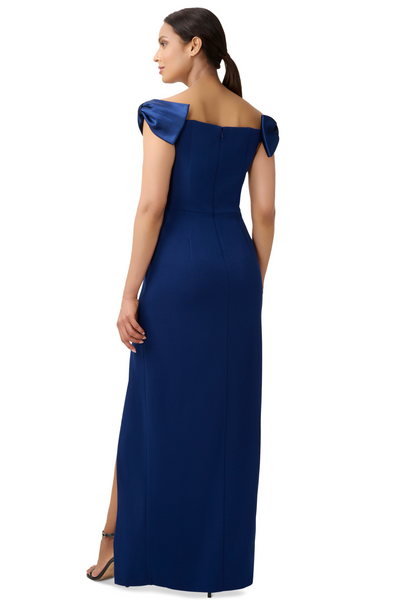 Jacqueline Off Shoulder Gown in Navy by Aidan Mattox - RENTAL