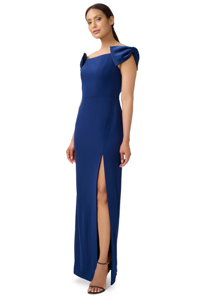Jacqueline Off Shoulder Gown in Navy by Aidan Mattox - RENTAL
