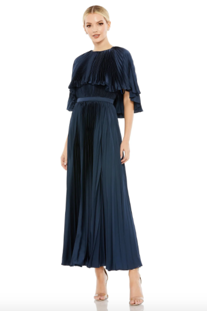 Elora Pleated Cape Dress by Mac Duggal - FINAL SALE