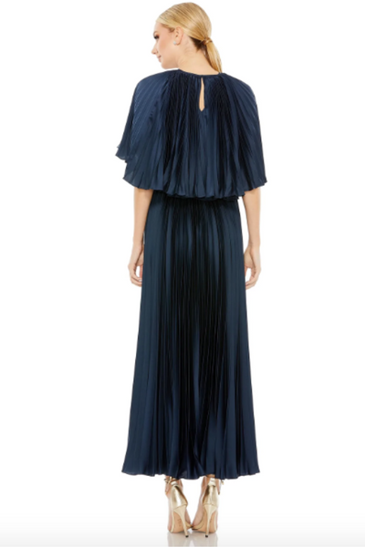 Elora Pleated Cape Dress by Mac Duggal - RENTAL