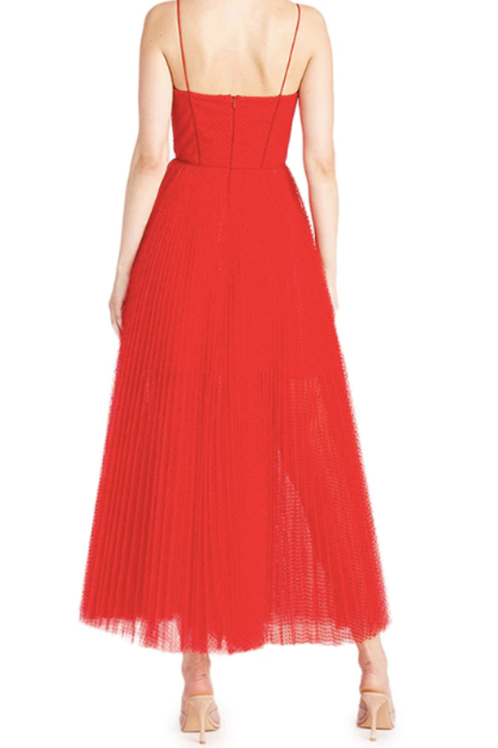 Harper Midi Dress in Red by ML Monique Lhuillier - RENTAL